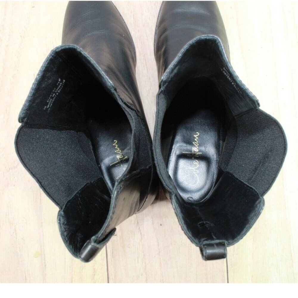 Cole Haan Black Stretch Side Panel Almond Toe Chelsea Booties Size 7.5 B - Picture 6 of 9